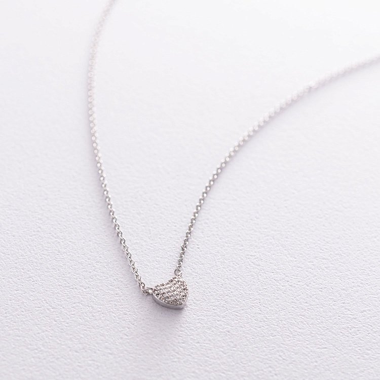 Срібне кольє з сердечком (фіаніти) 18649 від ювелірного магазину Онікс