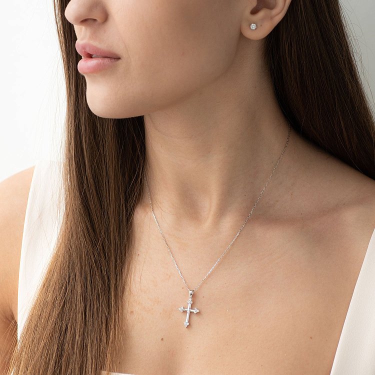 Золотой крестик с бриллиантами пб0209ha от ювелирного магазина Оникс - 1