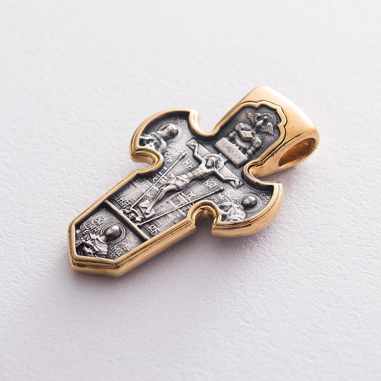 Срібний хрестик з позолотою "Розп'яття. Архангел Михаїл" 131746 від ювелірного магазину Онікс - 5