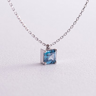 Золотое колье "Альма" (голубой фианит) кол02373