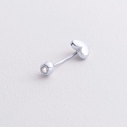 Золотий пірсинг у пупок "Сердечко" (фіаніт) пир00279 №2