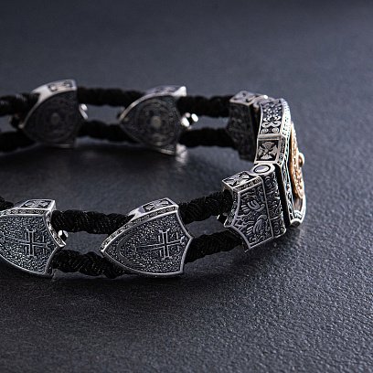 Серебряный браслет "Армянская Звезда" (эбеновое дерево) 817 №5