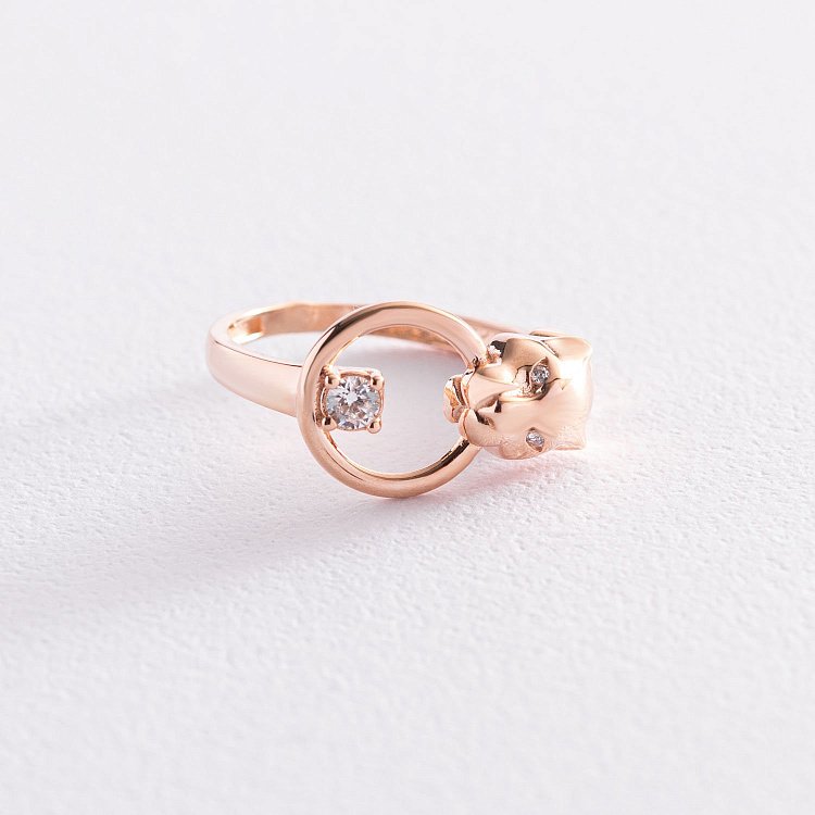 Золотое кольцо "Пантера" (фианиты) к06717 от ювелирного магазина Оникс - 3