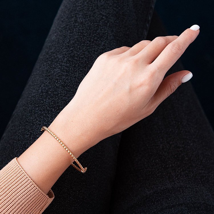 Жорсткий золотий браслет "Кульки" б02773 від ювелірного магазину Онікс - 4