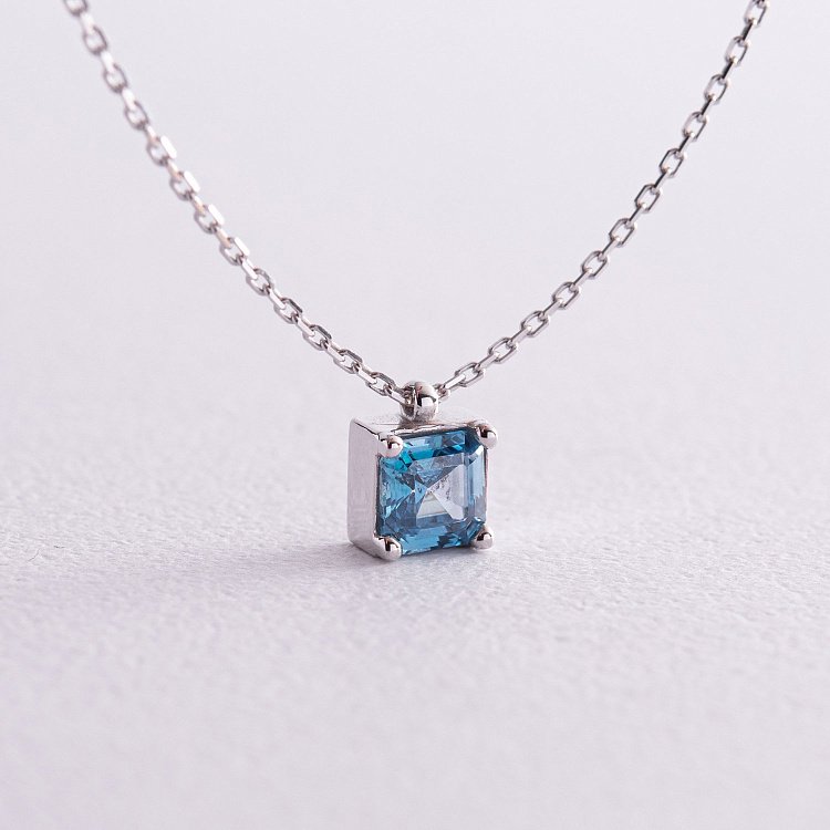 Золотое колье "Альма" (голубой фианит) кол02373 от ювелирного магазина Оникс