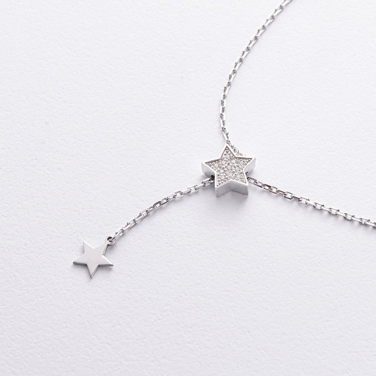 Срібне кольє - краватка "Зірочки" з фіанітами 1467 від ювелірного магазину Онікс - 2