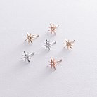 Золотые серьги - пусеты "Звезды метеориты" с фианитами с08596 от ювелирного магазина Оникс - 5