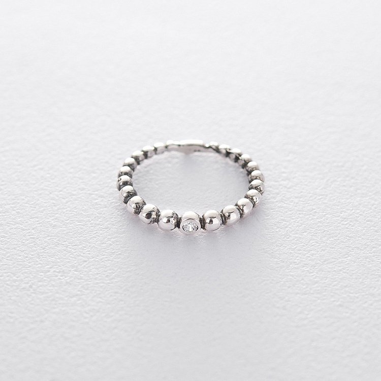 Срібний перстень з кульками і фіанітом 112141 від ювелірного магазину Онікс