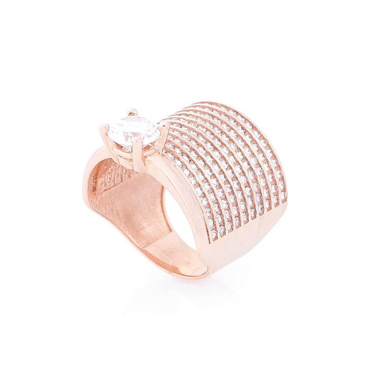 Золотое кольцо с фианитами к05311 от ювелирного магазина Оникс - 2