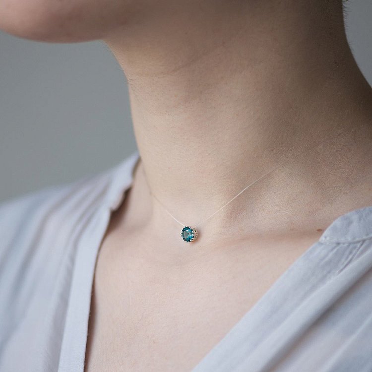 Камінчик на лісці (топаз "Лондон блакитний" нано, 6 мм) 18529 від ювелірного магазину Онікс - 1