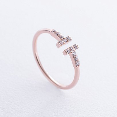 Каблучка "Tina" в червоному золоті (фіаніти) к07649