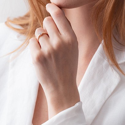 Золотое помолвочное кольцо с фианитом к07022 №2