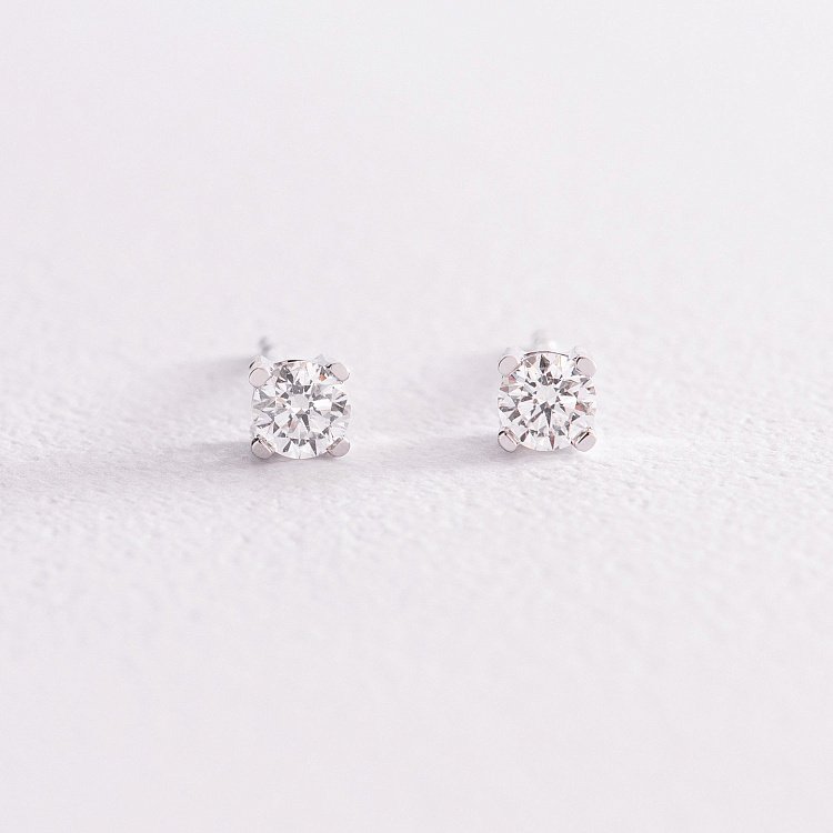 Золотые серьги - пусеты с бриллиантами сб0383z от ювелирного магазина Оникс - 2