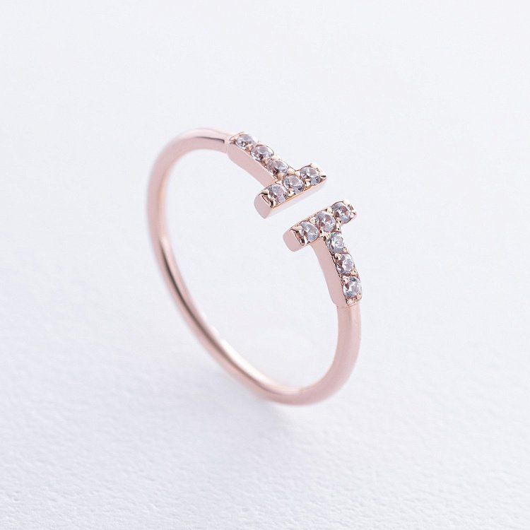 Каблучка "Tina" в червоному золоті (фіаніти) к07649 від ювелірного магазину Онікс