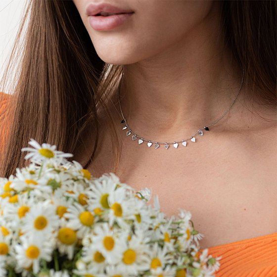 Золотое колье с сердечками кол01396 №2