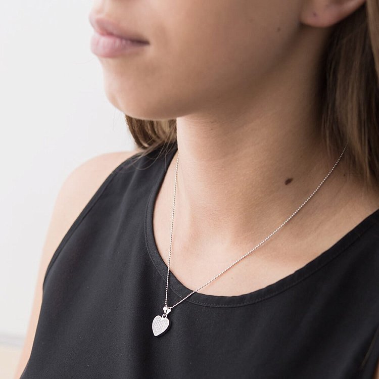 Серебряная подвеска "Сердце" с фианитами 132244 от ювелирного магазина Оникс - 1