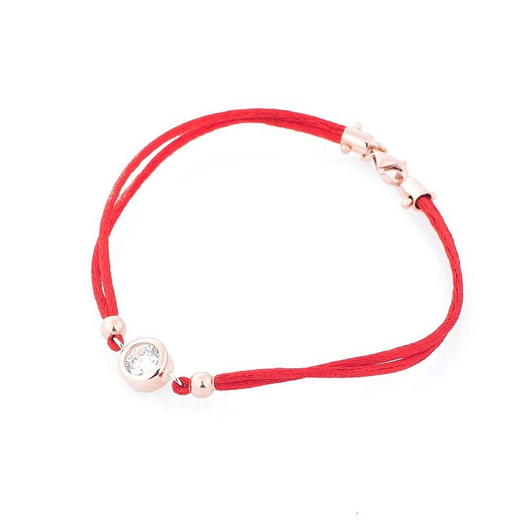 Браслет с красной нитью и фианитом б03095 от ювелирного магазина Оникс