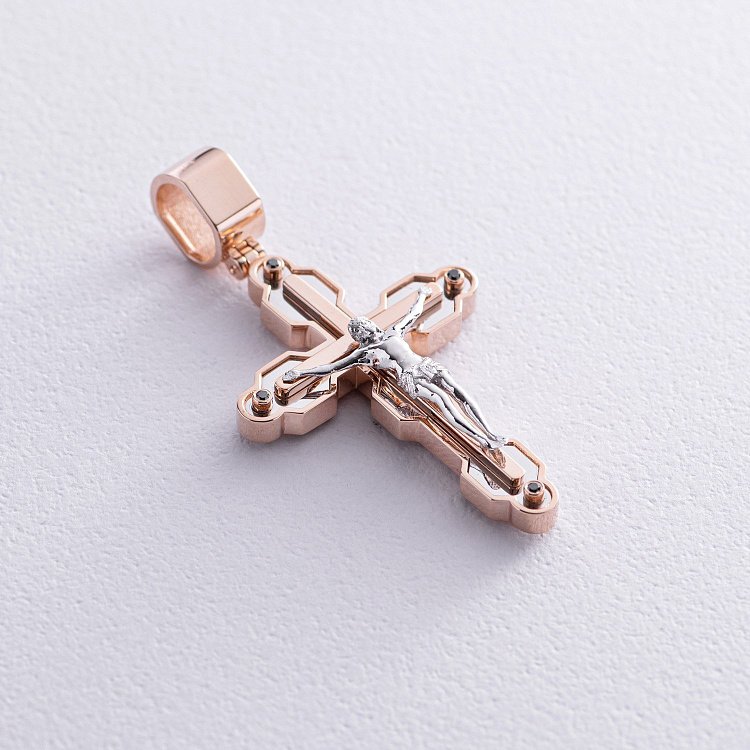 Золотой крест "Распятие" с бриллиантами 124292400 от ювелирного магазина Оникс