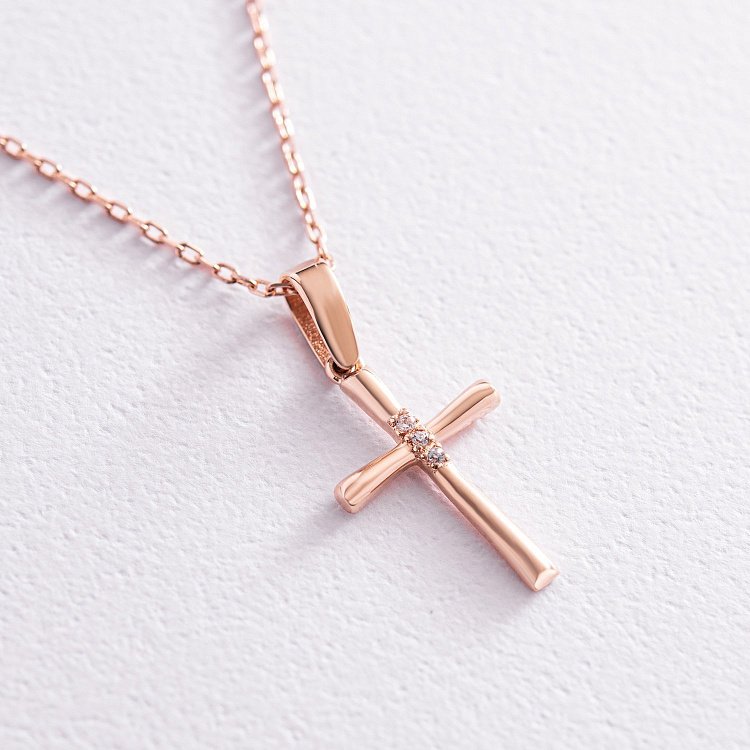 Золотое колье "Крестик" с фианитами кол02190 от ювелирного магазина Оникс - 7