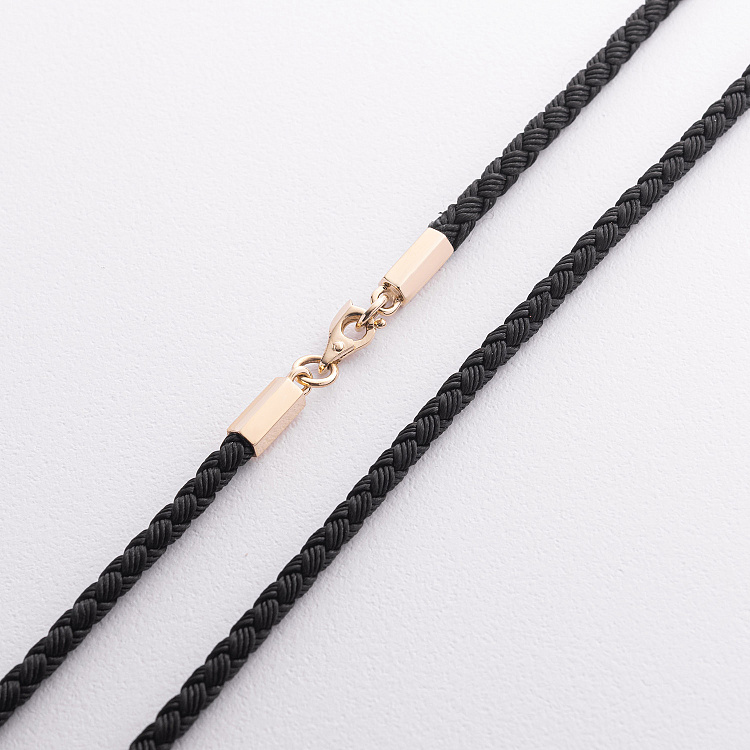 Ювелирный шнурок с золотой застежкой кол02654 от ювелирного магазина Оникс - 1