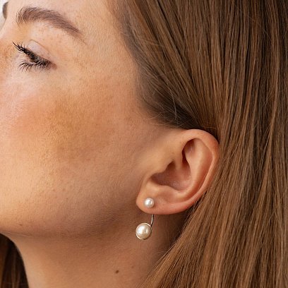 Серебряные серьги - пусеты с жемчугом 902-00738 №3