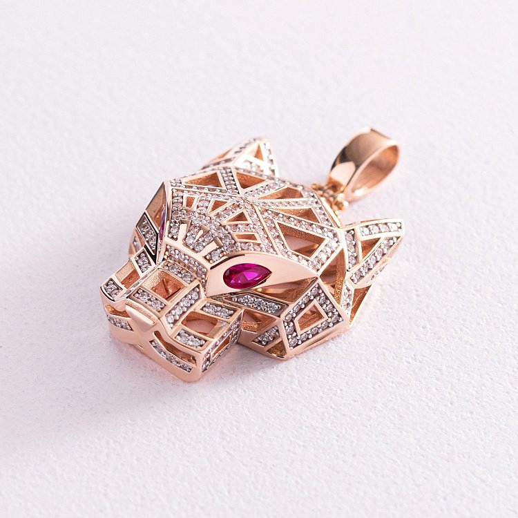 Золотая подвеска "Пантера" с фианитами п03643 от ювелирного магазина Оникс - 2