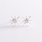 Серебряные серьги - пусеты "Звезды метеориты" с фианитами 123206 от ювелирного магазина Оникс