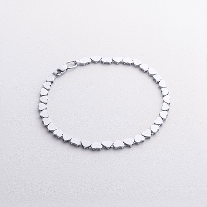 Браслет "Сердечки" в белом золоте б05784