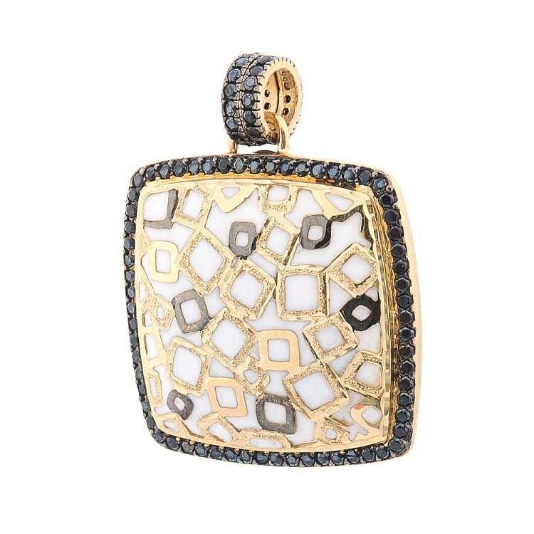 Золотий кулон з фіанітами і емаллю п1055-0 від ювелірного магазину Онікс