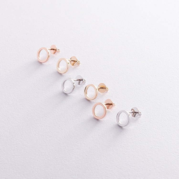 Сережки - пусети "Кругообіг" у білому золоті с08305 від ювелірного магазину Онікс - 5