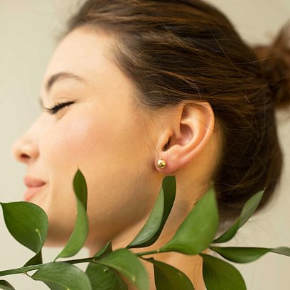 Серьги - пусеты "Шарики" в желтом золоте (0.7 см) с06892 №2