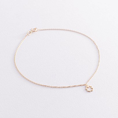 Золотой браслет "Клевер" на ногу б04793