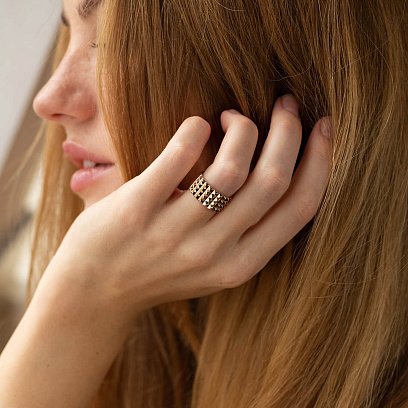 Широка каблучка "Б'янка" у червоному золоті к07434 №2