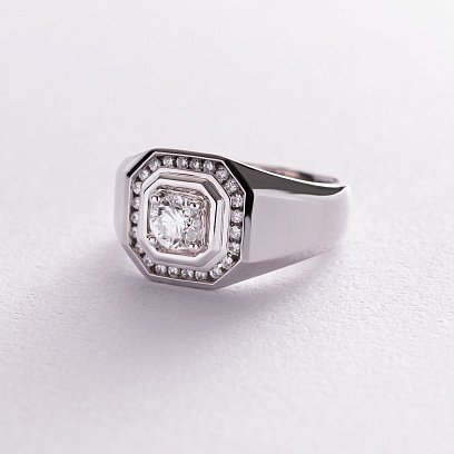 Чоловіча золота печатка з діамантами кб0379nl №3