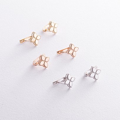 Серьги "Клевер" в желтом золоте с08454 №7