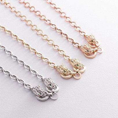 Колье "Пантера" в красном золоте (фианиты) кол02441 №6