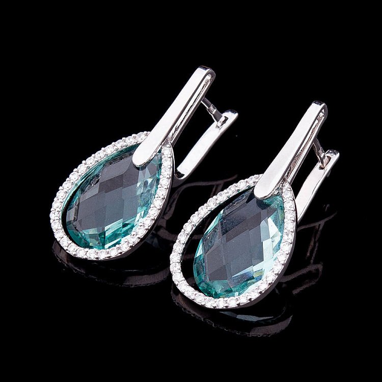 Сережки з блакитними фіанітами с19 від ювелірного магазину Онікс - 1