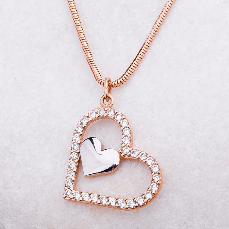 Підвіска "Два сердечка" з фіанітами п01202 від ювелірного магазину Онікс