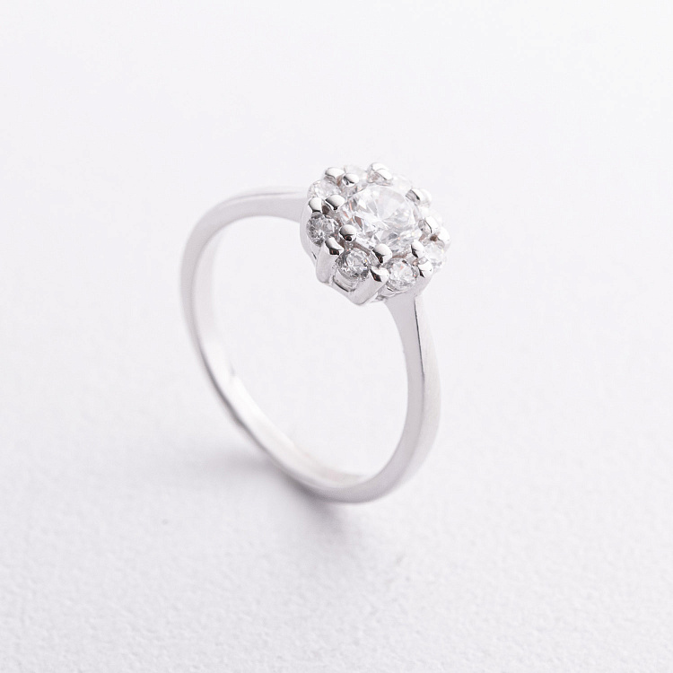 Серебряное кольцо "Цветочек" с фианитами 112616 от ювелирного магазина Оникс