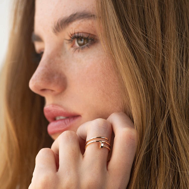 Золотое кольцо "Гвоздь" к07605 от ювелирного магазина Оникс - 7