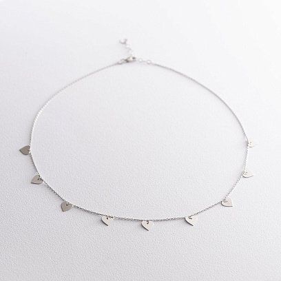 Кольє "Сердечка" в білому золоті кол01450