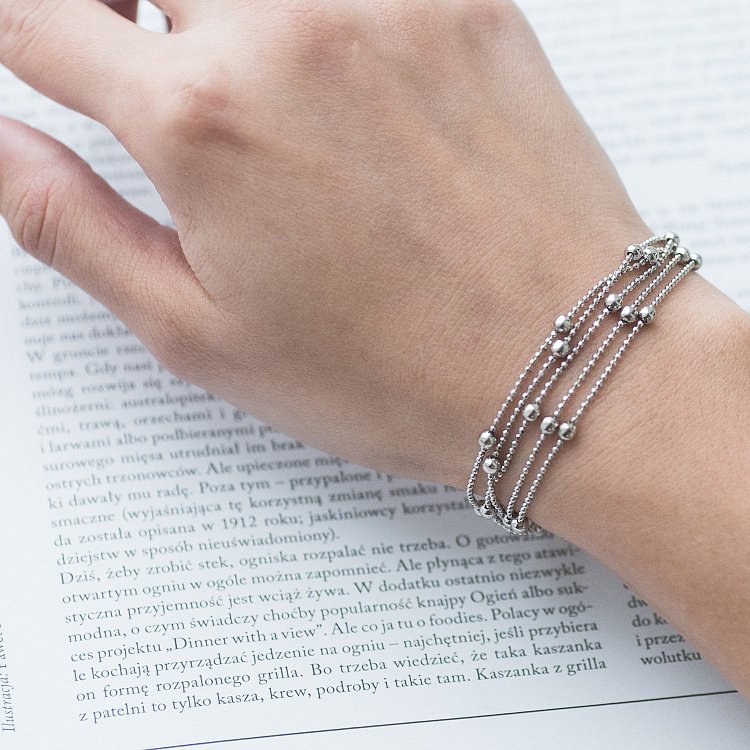 Серебряный браслет с шариками 141370 от ювелирного магазина Оникс - 2