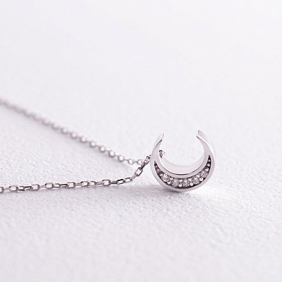 Колье "Луна" с фианитами (белое золото) кол02316 №5