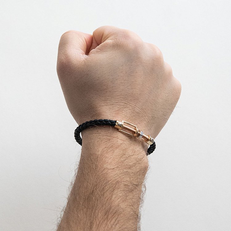 Каучуковый браслет из желтого золота б03987 от ювелирного магазина Оникс - 1