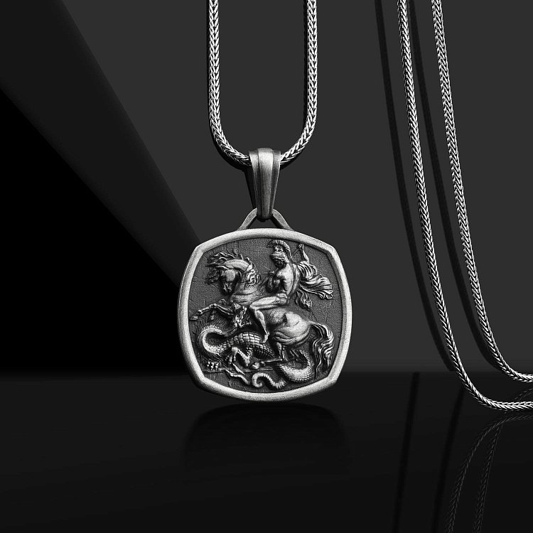 Срібний кулон "Георгій Переможець" (можливе гравіювання) 133189 від ювелірного магазину Онікс