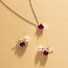 Золотые серьги - пусеты "Альма" (розовые фианиты, жемчуг) с08247 от ювелирного магазина Оникс - 8