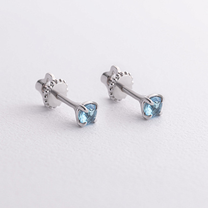 Срібні сережки - пусети з кварцом 2494/1p-QSWB №3