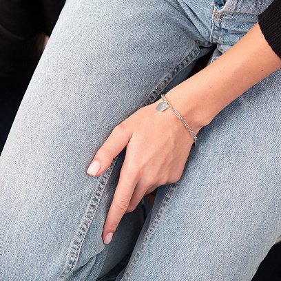 Серебряный браслет "Цепочка с монетами" (возможна гравировка) 141592 №5