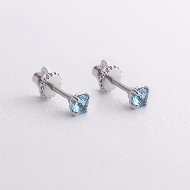 Срібні сережки - пусети з кварцом 2494/1p-QSWB від ювелірного магазину Онікс - 2