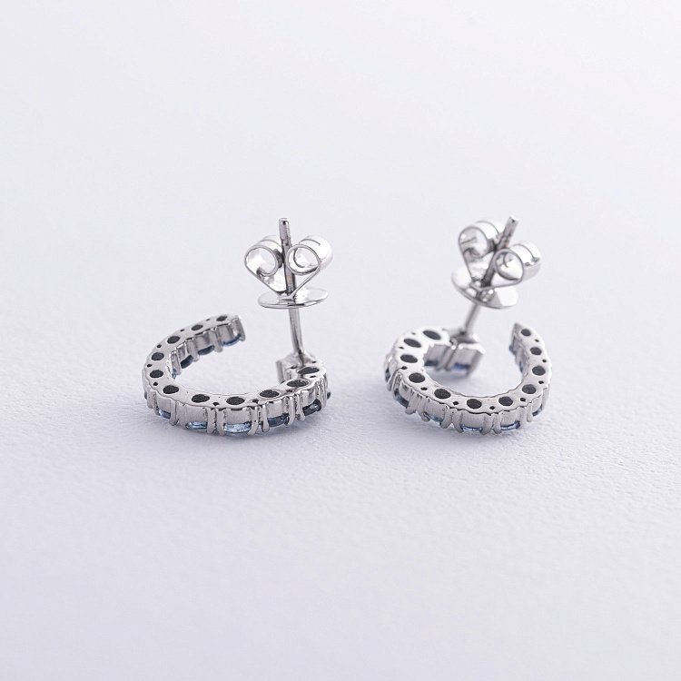 Золотые серьги - пусеты "Саманта" (сапфиры) сб0495gl от ювелирного магазина Оникс - 5